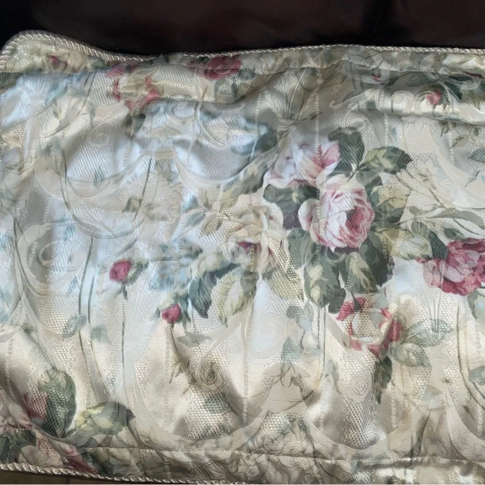 2 Burlington Home Rose Floral Damask King Size Shabby Chic Cottage Pillow Shams
